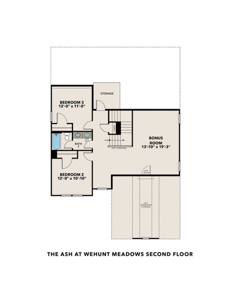 2D floor plan layout for the The Ash C by Davidson Homes LLC in Wehunt Meadows, Hoschton, GA (Image 3).