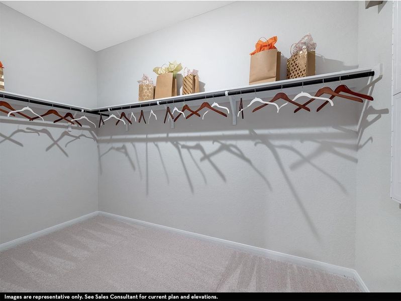 Spacious walk-in closet provides hanging space and storage, offering practical organization for daily living.**Photo is a representative only and may vary as built, real photos coming soon!** Spacious walk-in closet provides hanging space and storage, offering practical organization for daily living.**Photo is a representative only and may vary as built, real photos coming soon!**