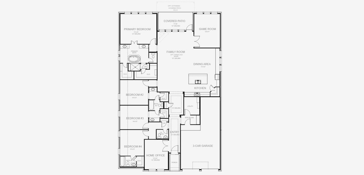 2D floor plan layout for the 3069W by Perry Homes in Legacy Prairie at Katy Court, Katy, TX (Image 3). 2D floor plan layout for the 3069W by Perry Homes in Legacy Prairie at Katy Court, Katy, TX (Image 3).