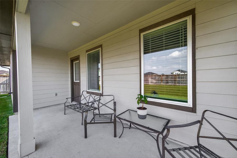 A sophisticated outdoor space perfect for dining or unwinding in style.