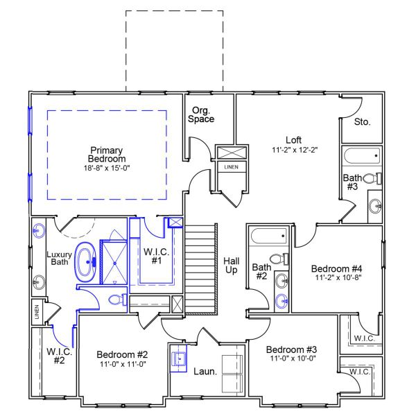 2D floor plan layout of this home in Ridgecrest at Midway, Anderson, SC (Image 3).