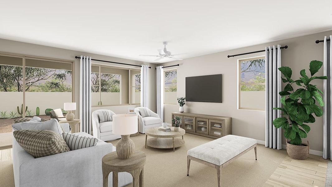 Representative furnished interior of a home built from the Sage Plan 4003 by Tri Pointe Homes in Waterston Central, Gilbert (Image 7). Representative furnished interior of a home built from the Sage Plan 4003 by Tri Pointe Homes in Waterston Central, Gilbert (Image 7).