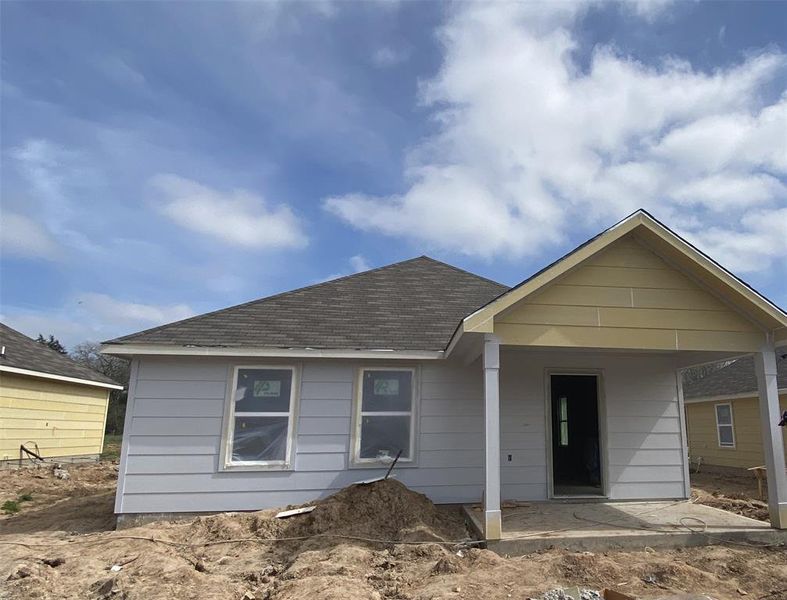 All Hardie Siding for low maintenance. Exterior paint is light grey.