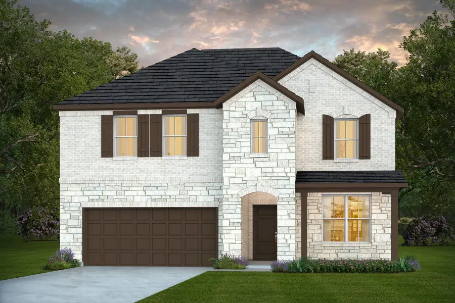 Representative exterior photo of a completed home built from the Sweetwater by Pulte Homes in West Cypress Hills, Spicewood, TX (Image 18). Representative exterior photo of a completed home built from the Sweetwater by Pulte Homes in West Cypress Hills, Spicewood, TX (Image 18).