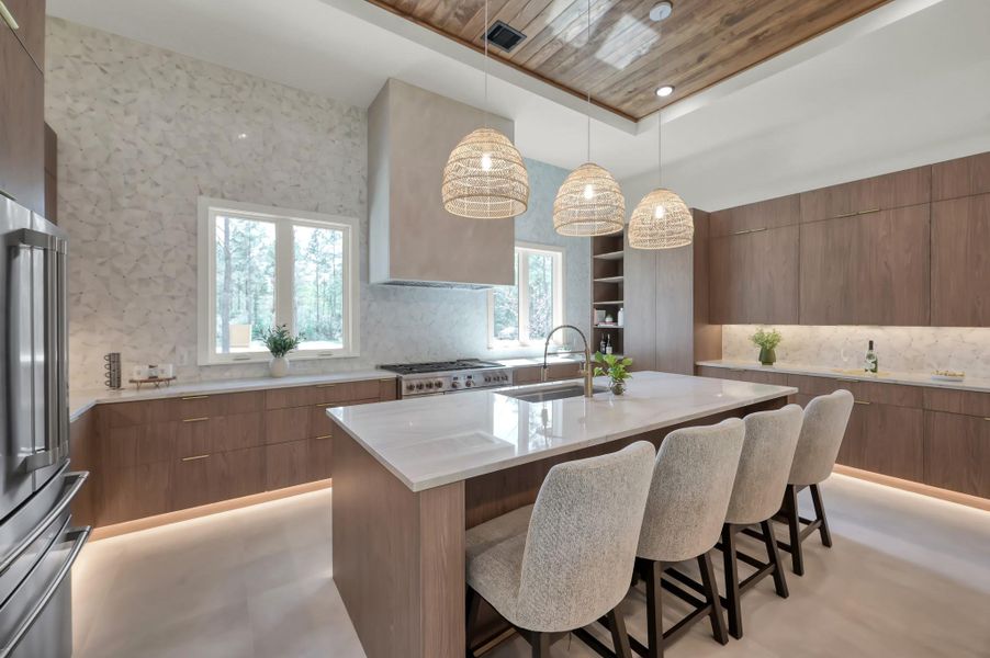 The two islands offers guests to social with the chef during large gatherings.