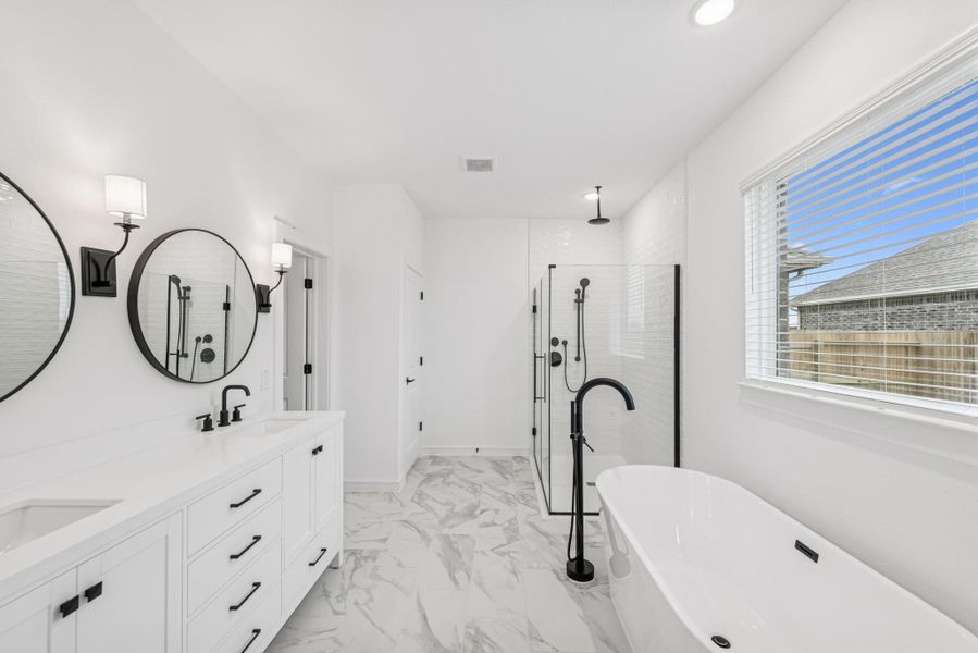 Freestanding tub and walk-in shower