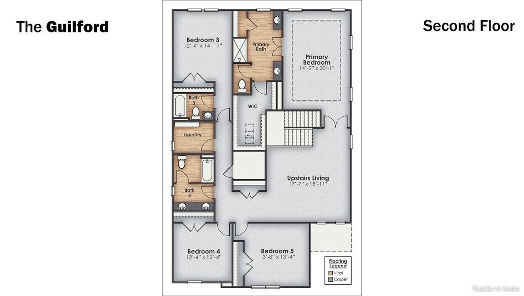 2D floor plan layout of this home in Merchant Point, Jacksonville, NC (Image 3).