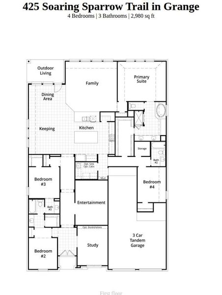 2D floor plan layout of this home in Grange, Katy, TX (Image 2).