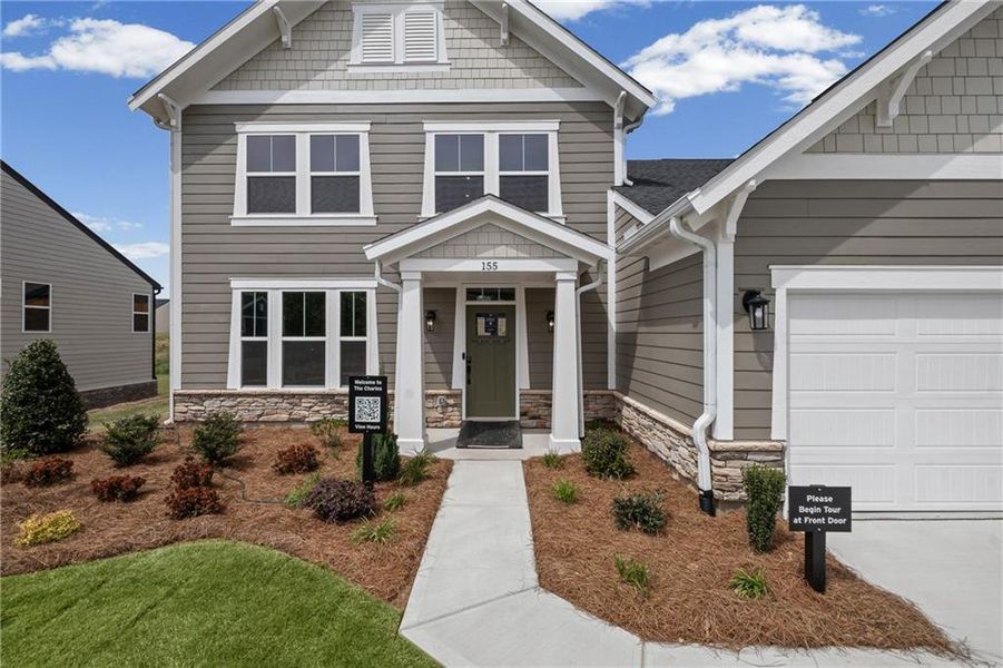 Front exterior of a new home in Pickens Bluff, Hiram, GA, highlighting curb appeal (Image 25).