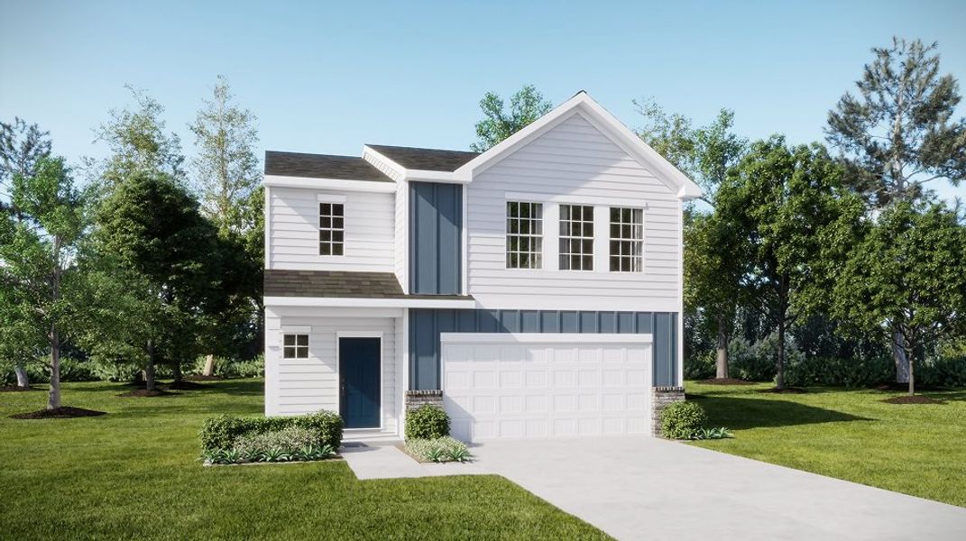 Front exterior of a new home in Autumn Glen, Woodruff, SC, highlighting curb appeal (Image 1). Front exterior of a new home in Autumn Glen, Woodruff, SC, highlighting curb appeal (Image 1).