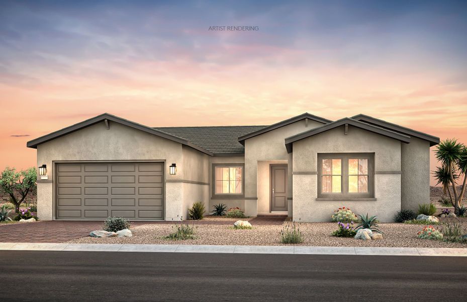 Representative exterior photo of a completed home built from the Endeavor by Del Webb in Sun City Anthem at Merrill Ranch, Florence, AZ (Image 2).