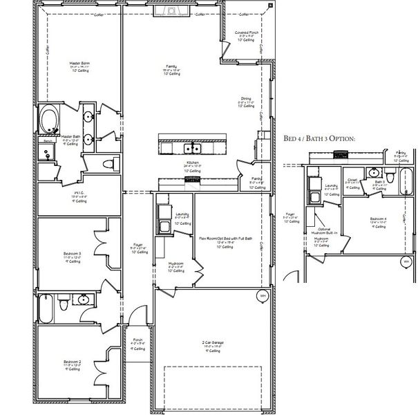 2D floor plan layout for the The Sage by Avonley Homes in Greens Prairie Reserve, College Station, TX (Image 2). 2D floor plan layout for the The Sage by Avonley Homes in Greens Prairie Reserve, College Station, TX (Image 2).