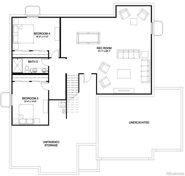 2D floor plan layout of this home in Jackson Creek, Monument, CO (Image 2).