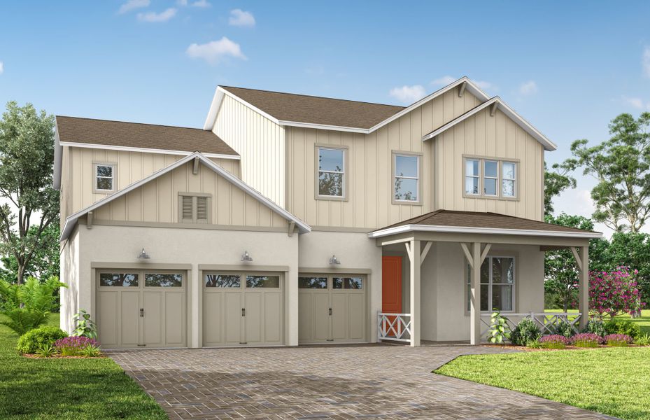 Representative exterior photo of a completed home built from the Oakhurst by Pulte Homes in The Grow, Orlando, FL (Image 14).