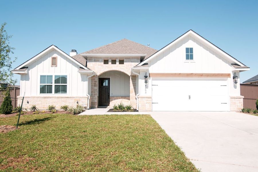 Representative exterior photo of a completed home built from the The Emily by Reece Homes in Oakmont, Bryan, TX (Image 2).