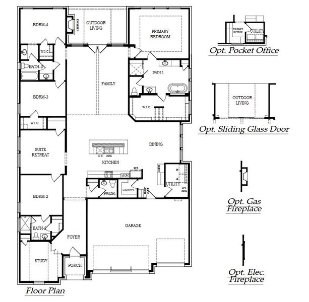2D floor plan layout for the Sweetwater by Chesmar Homes in Trinity Falls, McKinney, TX (Image 3).