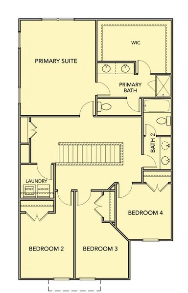 2D floor plan layout for the Redbud by Kerley Family Homes in The View at Groover’s Lake, Lithia Springs, GA (Image 5).
