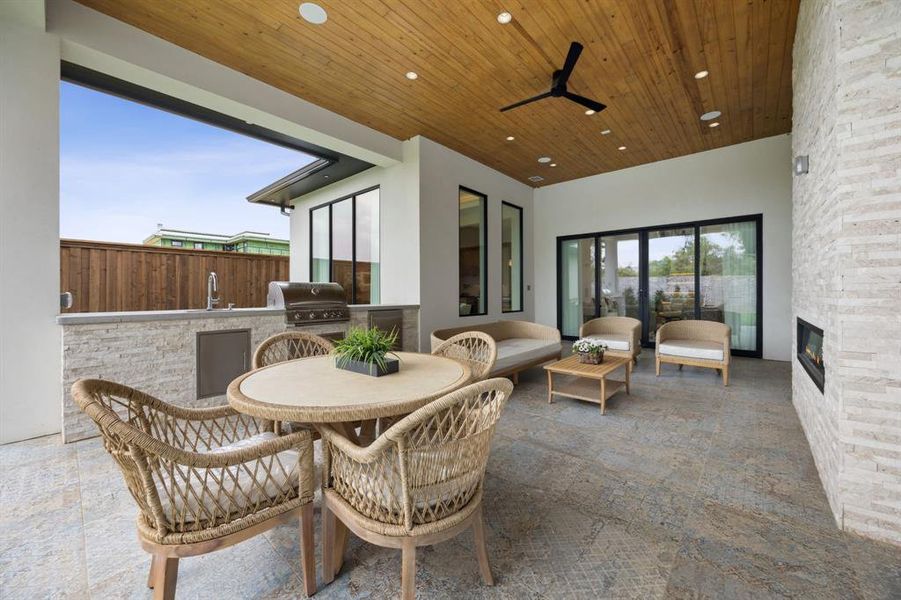 Exterior details and patio area of a home in Avadene at Las Colinas, Irving (Image 21).