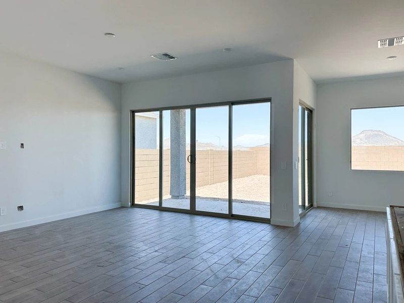Great room with 4 panel slider