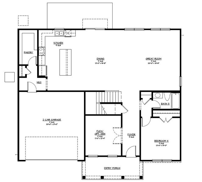 2D floor plan layout for the The Stonecrest by Smith Family Homes in Ramsey Landing, Rincon, GA (Image 3).