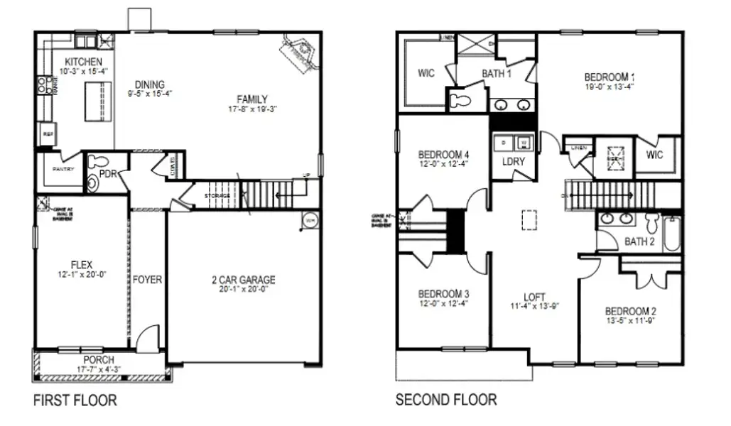 2D floor plan layout for the Hanover by D.R. Horton in Logan Farms, Mooresville, NC (Image 3).