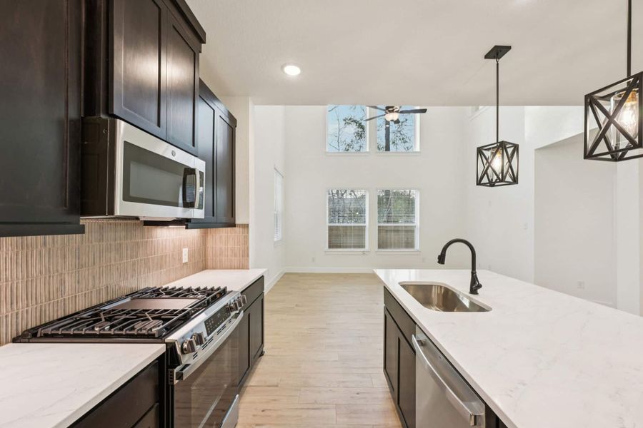 Furnished interior view inside a new home in The Woodlands Hills, Willis (Image 9).
