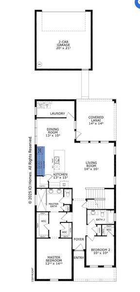2D floor plan layout for the Maui - Heritage Series | 40' Wide Lots by ICI Homes in Laureate Park, Orlando, FL (Image 3).
