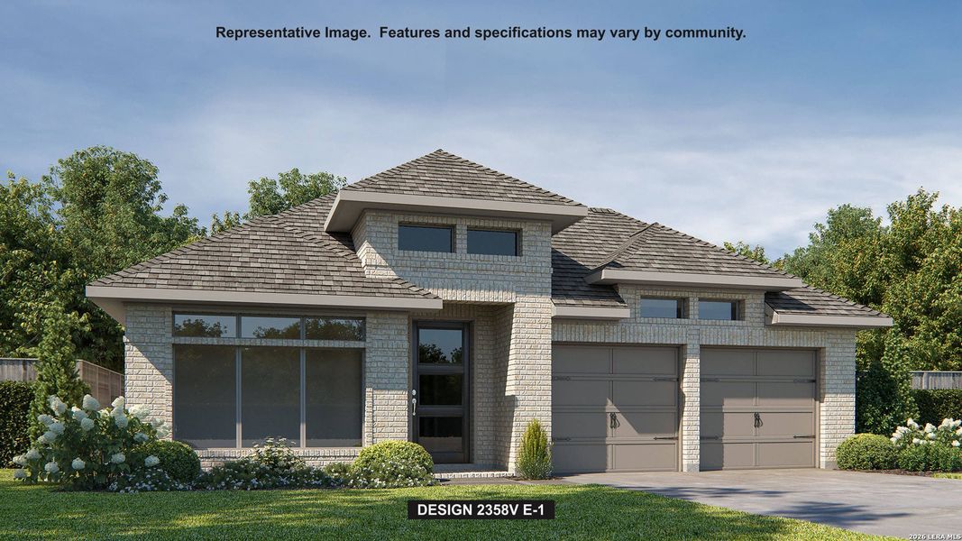 Front exterior of a new home in Corley Farms, Boerne, TX, highlighting curb appeal (Image 1). Front exterior of a new home in Corley Farms, Boerne, TX, highlighting curb appeal (Image 1).