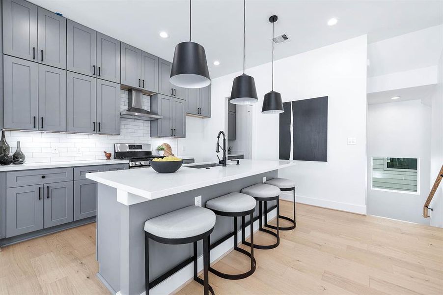 Beautiful shot of the kitchen space.