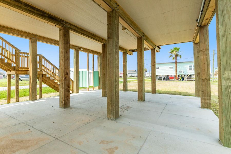 There is room under the home for parking or picnicing