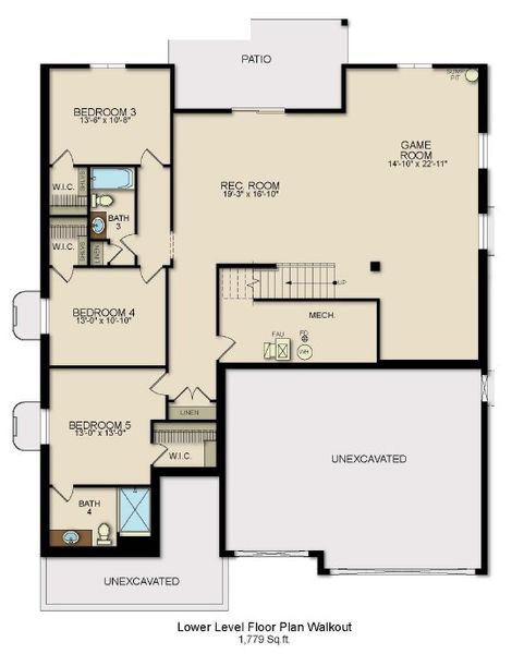 2D floor plan layout for the Denali by View Homes in Jackson Creek North, Monument, CO (Image 2). 2D floor plan layout for the Denali by View Homes in Jackson Creek North, Monument, CO (Image 2).