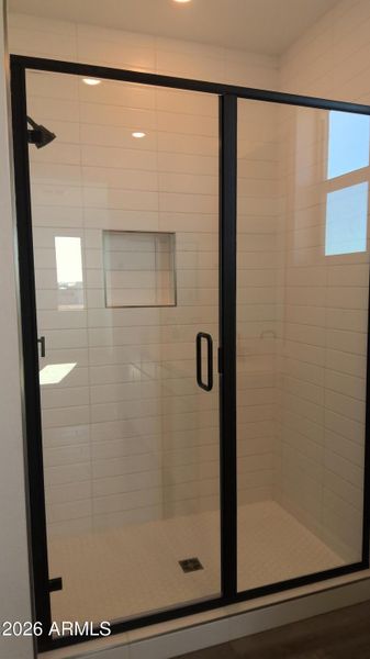 Beautiful tiled master shower!