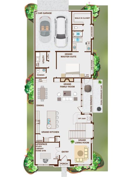 2D floor plan layout for the Royal Waterford by Grand Homes in Edgewater, Fate, TX (Image 4). 2D floor plan layout for the Royal Waterford by Grand Homes in Edgewater, Fate, TX (Image 4).