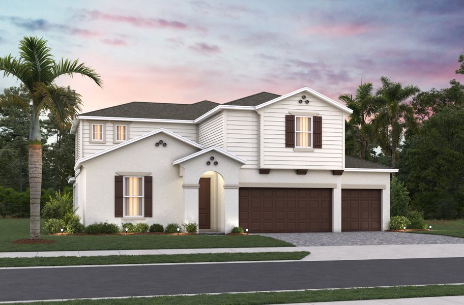 Representative exterior photo of a completed home built from the Canterbury Ii by Beazer Homes in Estates at Lake Jesup, Sanford, FL (Image 2). Representative exterior photo of a completed home built from the Canterbury Ii by Beazer Homes in Estates at Lake Jesup, Sanford, FL (Image 2).