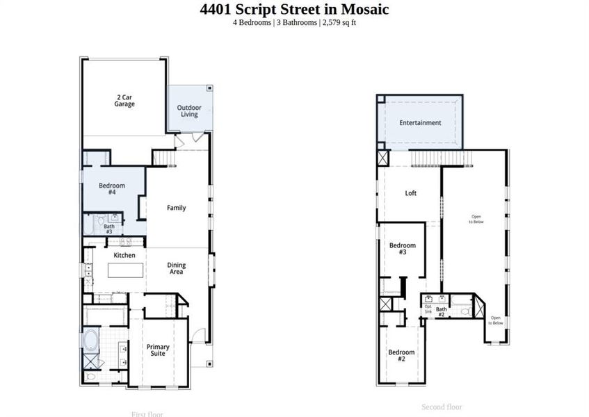 2D floor plan layout of this home in Mosaic, Celina, TX (Image 3).