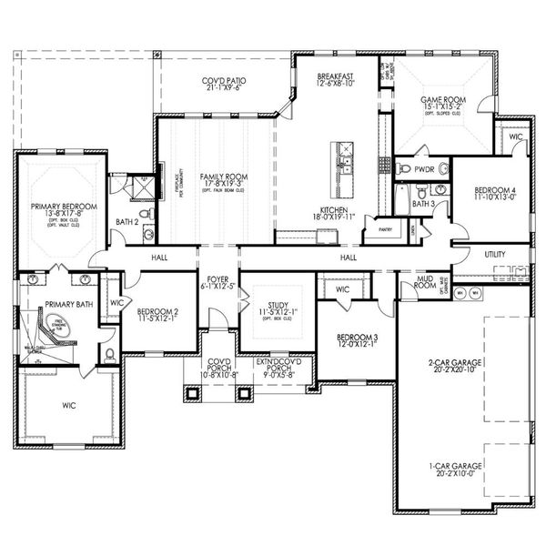 2D floor plan layout for the The Cedarcrest by Lillian Custom Homes in The Arbors Midlothian, Midlothian, TX (Image 7).