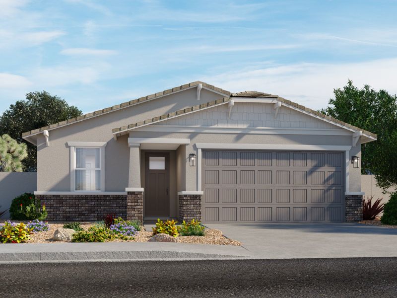 Representative exterior photo of a completed home built from the Mason by Meritage Homes in Mountain View Estates Reserve Series, Buckeye, AZ (Image 13). Representative exterior photo of a completed home built from the Mason by Meritage Homes in Mountain View Estates Reserve Series, Buckeye, AZ (Image 13).