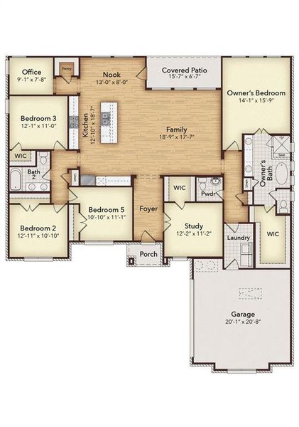 2D floor plan layout of this home in Westside Preserve - 70ft. lots, Midlothian, TX (Image 5).