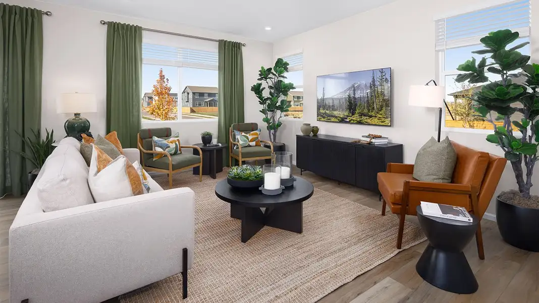 Representative furnished interior of a home built from the 3502 by Risewell Homes in The Cottages Collection at Ridgeline Vista, Brighton (Image 4). Representative furnished interior of a home built from the 3502 by Risewell Homes in The Cottages Collection at Ridgeline Vista, Brighton (Image 4).