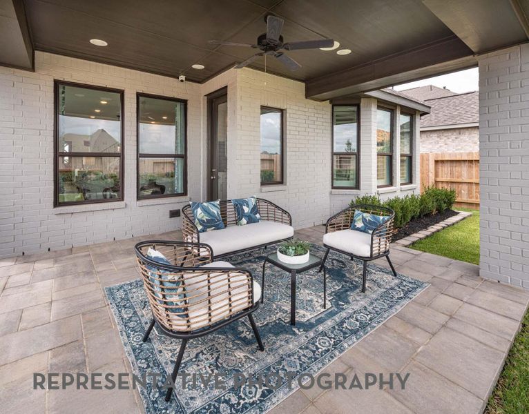 Exterior details and patio area of a home in Santa Rita Ranch, Liberty Hill (Image 2).