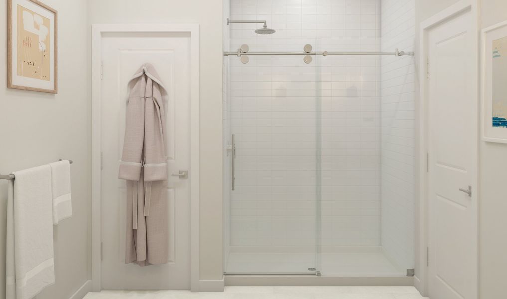 Primary bath glass-shower enclosure