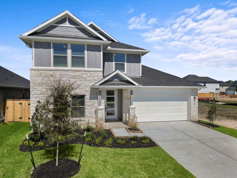 Front exterior of a new home in Laurel Landing, Alvin, TX, highlighting curb appeal (Image 19).