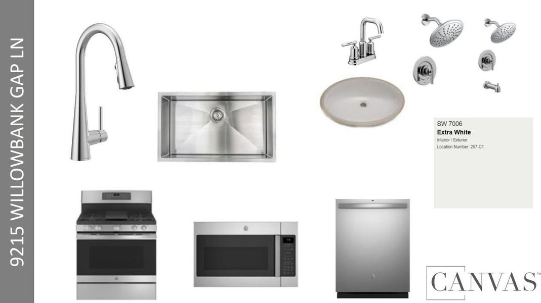 9215 Willowbank Gap design selections. Home is currently under construction and selections are subject to change.