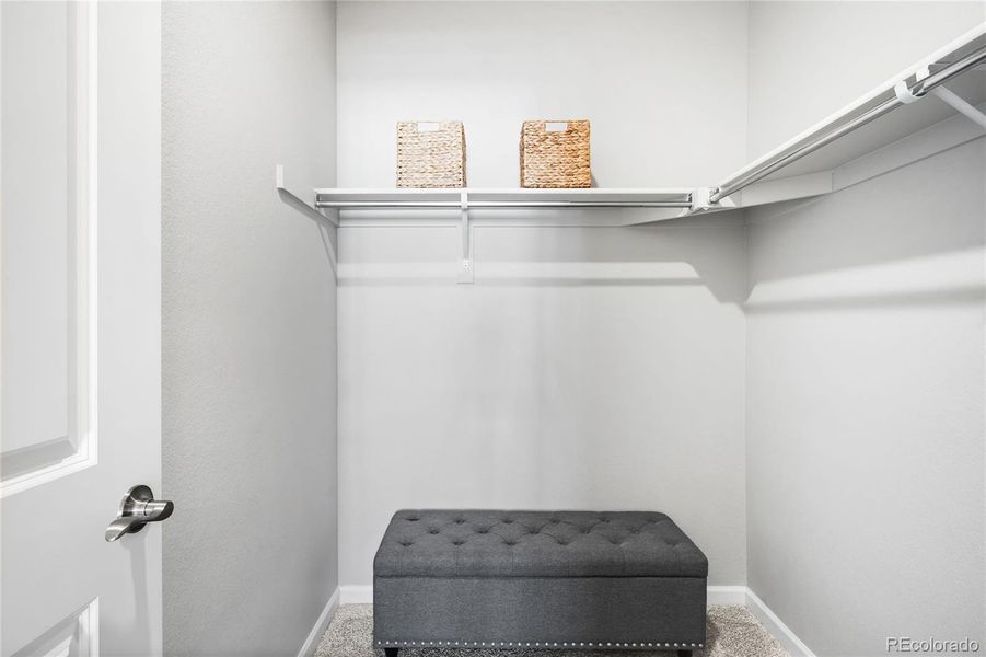 Walk-in closet in the primary suite