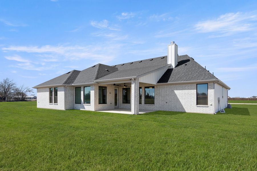 Front exterior of a new home in Estates of Palmer, Waxahachie, TX, highlighting curb appeal (Image 26). Front exterior of a new home in Estates of Palmer, Waxahachie, TX, highlighting curb appeal (Image 26).