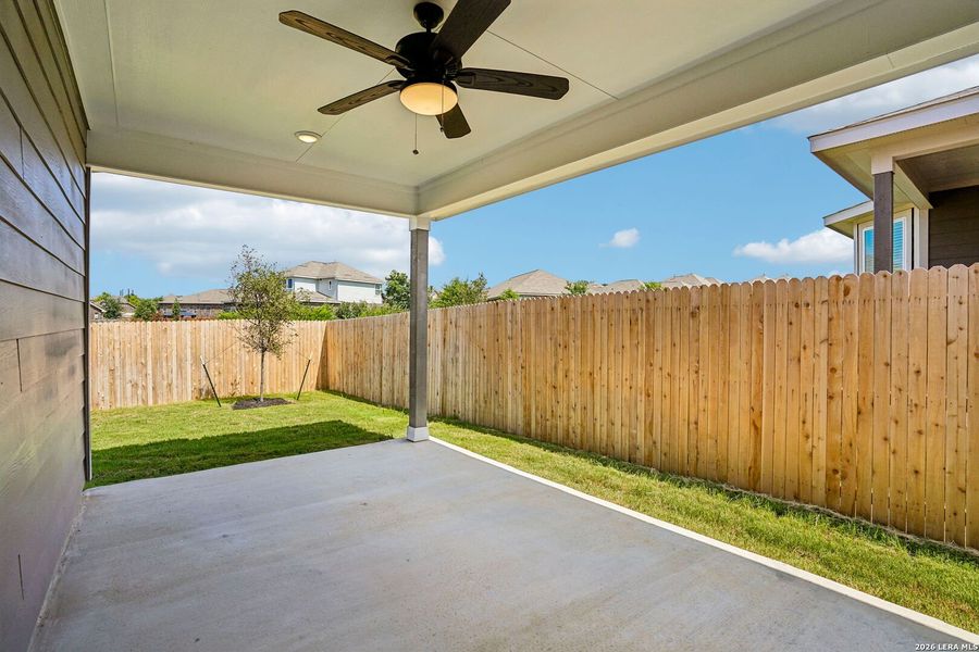 Exterior details and patio area of a home in Sagebrooke - Premier Series, San Antonio (Image 21).