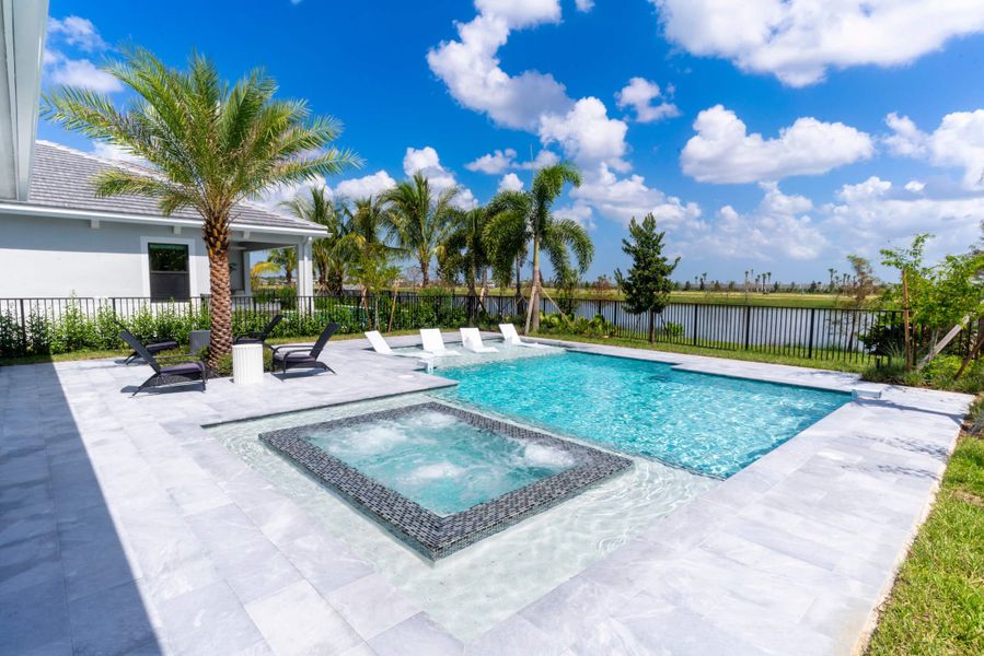 Exterior details and patio area of a home in Solana Bay at Avenir, Palm Beach Gardens (Image 4).