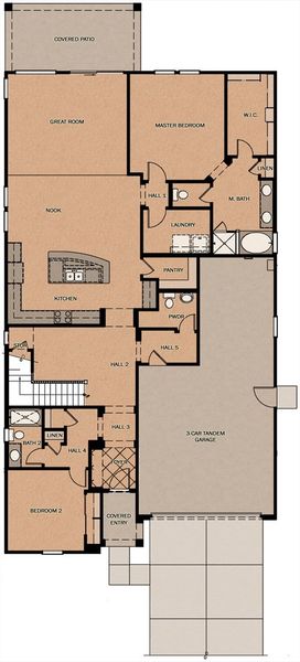 2D floor plan layout for the Avocado w/Loft by Fulton Homes in Orchard at Barney Farms, Queen Creek, AZ (Image 3).