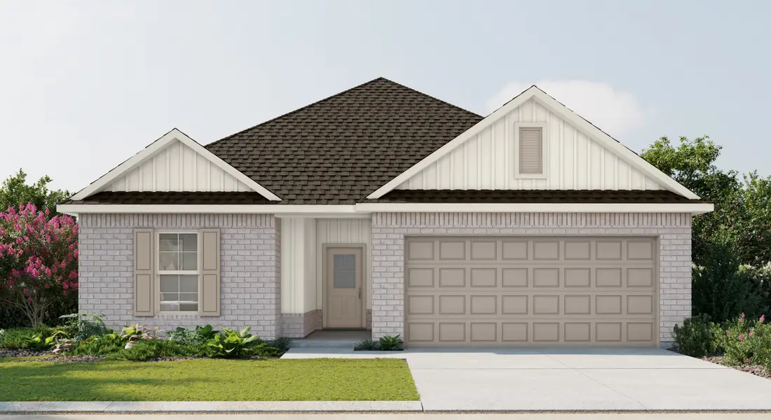 Front exterior of a new home in Sentinel Ridge, Pace, FL, highlighting curb appeal (Image 1). Front exterior of a new home in Sentinel Ridge, Pace, FL, highlighting curb appeal (Image 1).