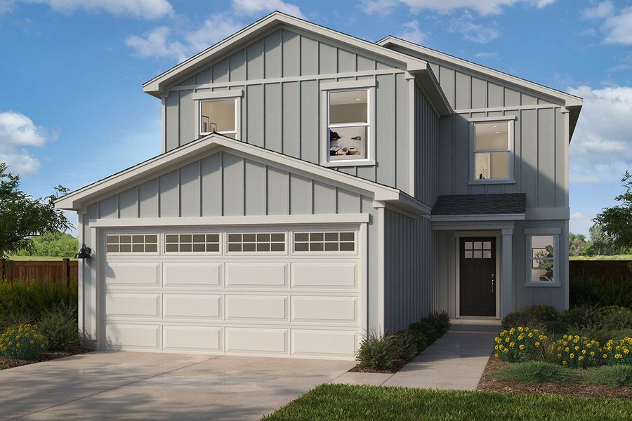 Representative exterior photo of a completed home built from the 2246 by KB Home in Watermill – Heritage Collection, Uhland, TX (Image 5). Representative exterior photo of a completed home built from the 2246 by KB Home in Watermill – Heritage Collection, Uhland, TX (Image 5).